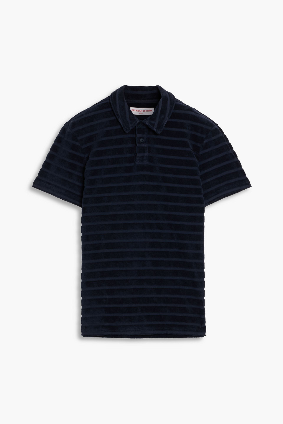 orlebar brown - doran striped cotton-terry polo shirt - blue - s
