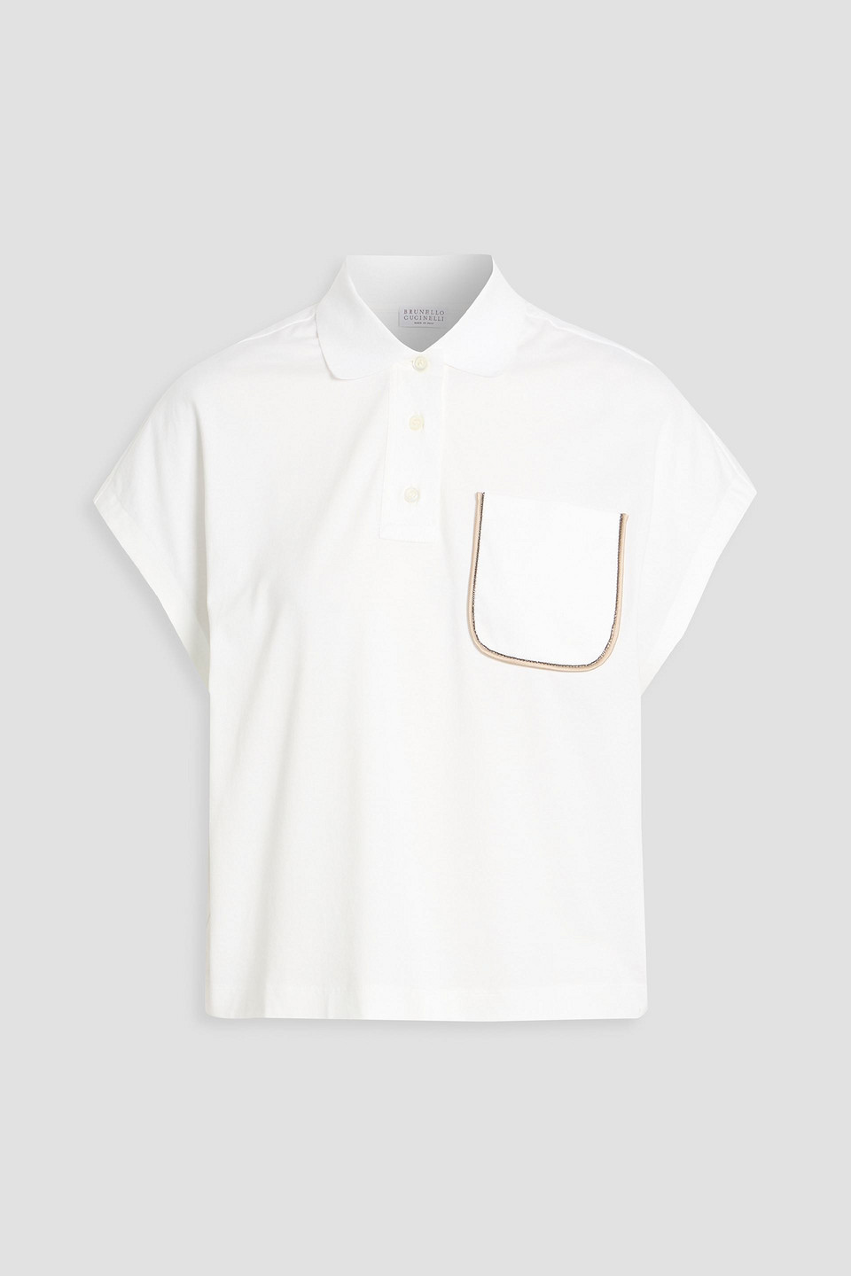 brunello cucinelli - bead-embellished cotton-jersey shirt - white - m