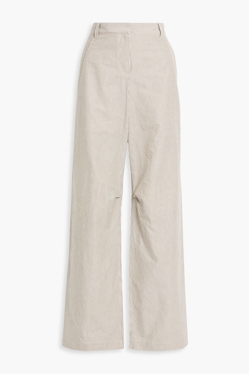 Brunello Cucinelli Striped Cotton And Linen-blend Wide-leg Pants In Pink