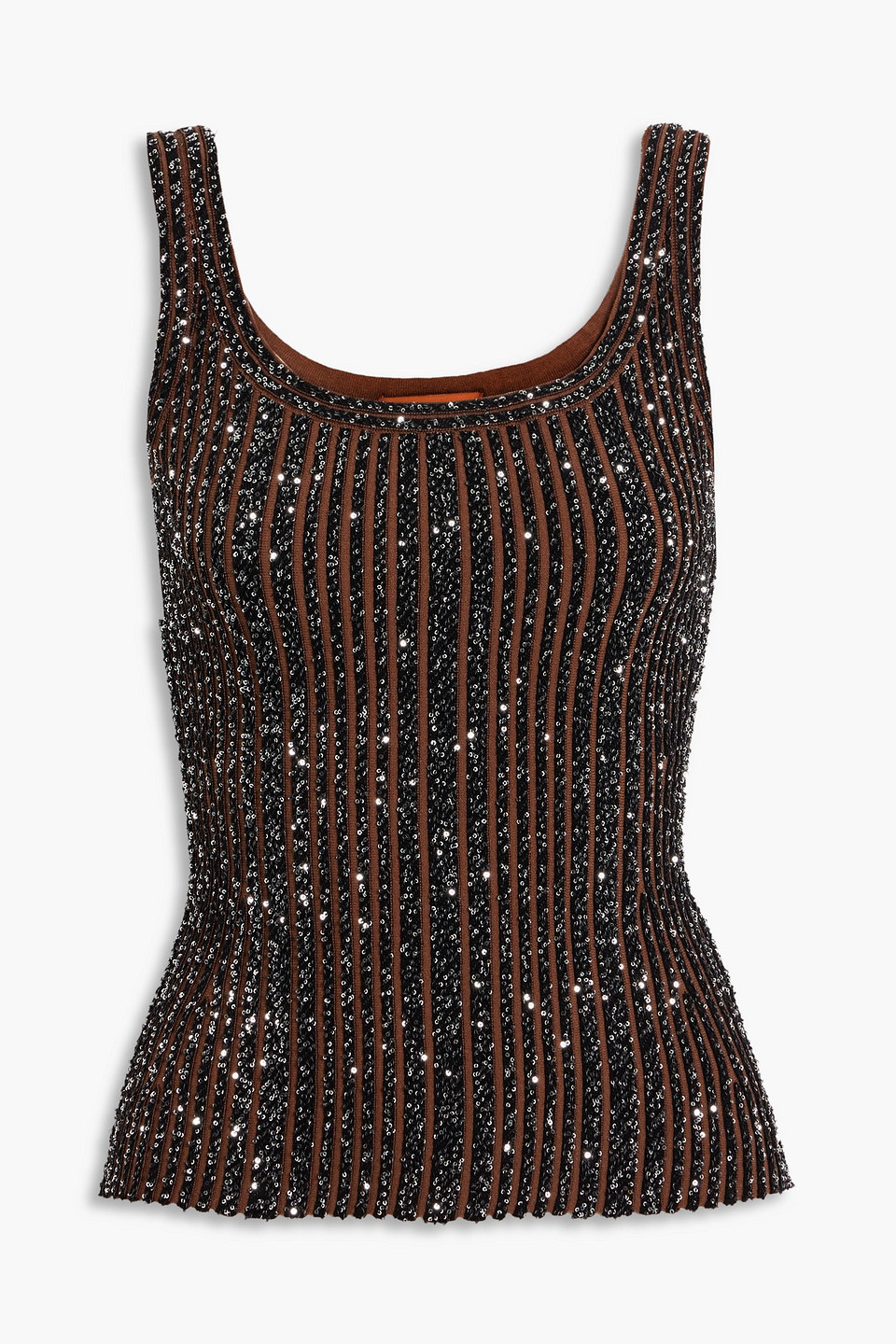 Missoni Sequin-embellished Ribbed-knit Tank In Brown