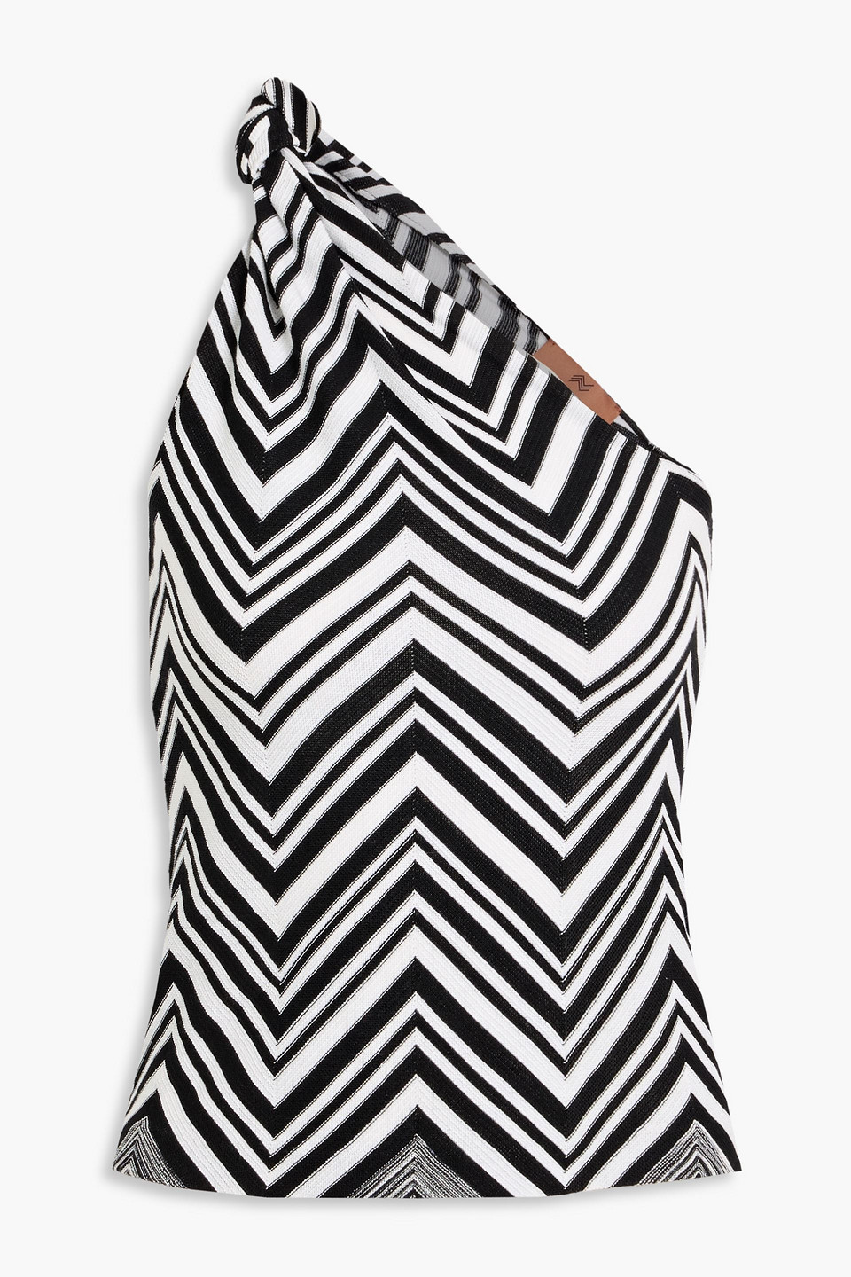 Missoni One-shoulder Crochet-knit Cotton-blend Top In Black