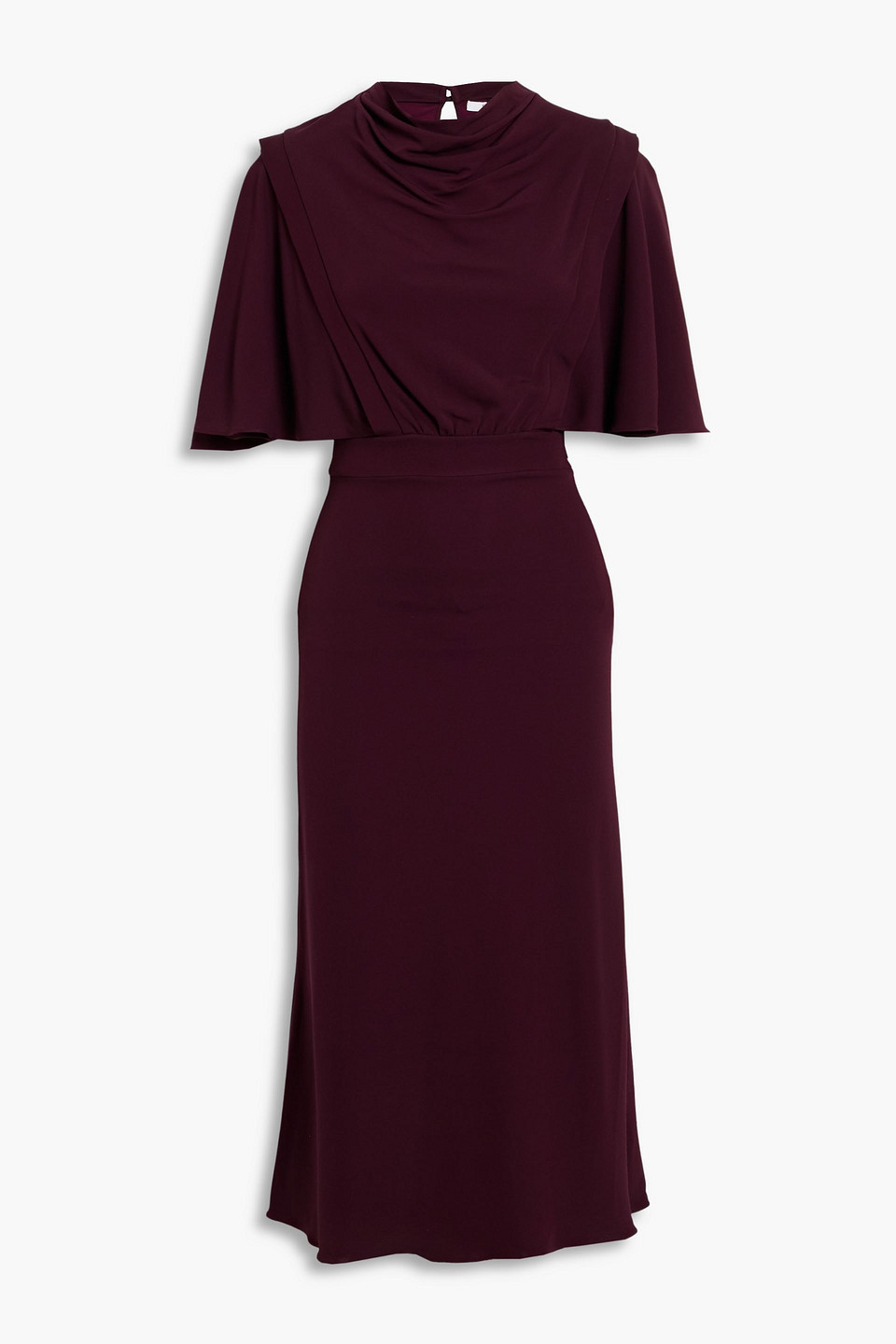 Safiyaa Layered Crepe Midi Dress In Burgundy