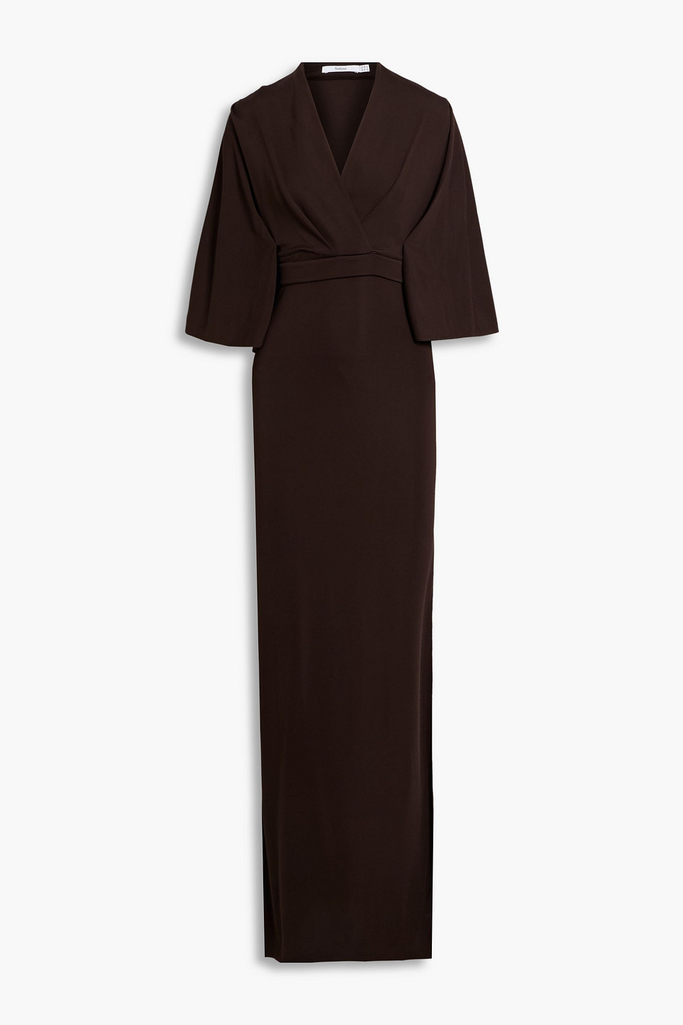 Safiyaa Oro Draped Twill Maxi Dress In Brown