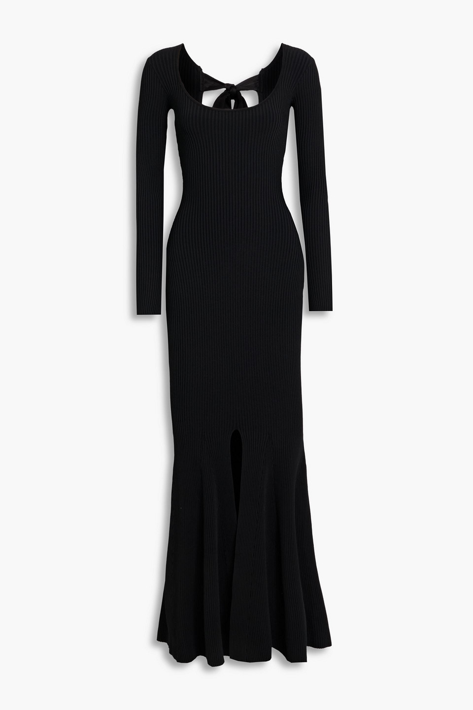 David Koma Cutout Ribbed-knit Maxi Dress In Black