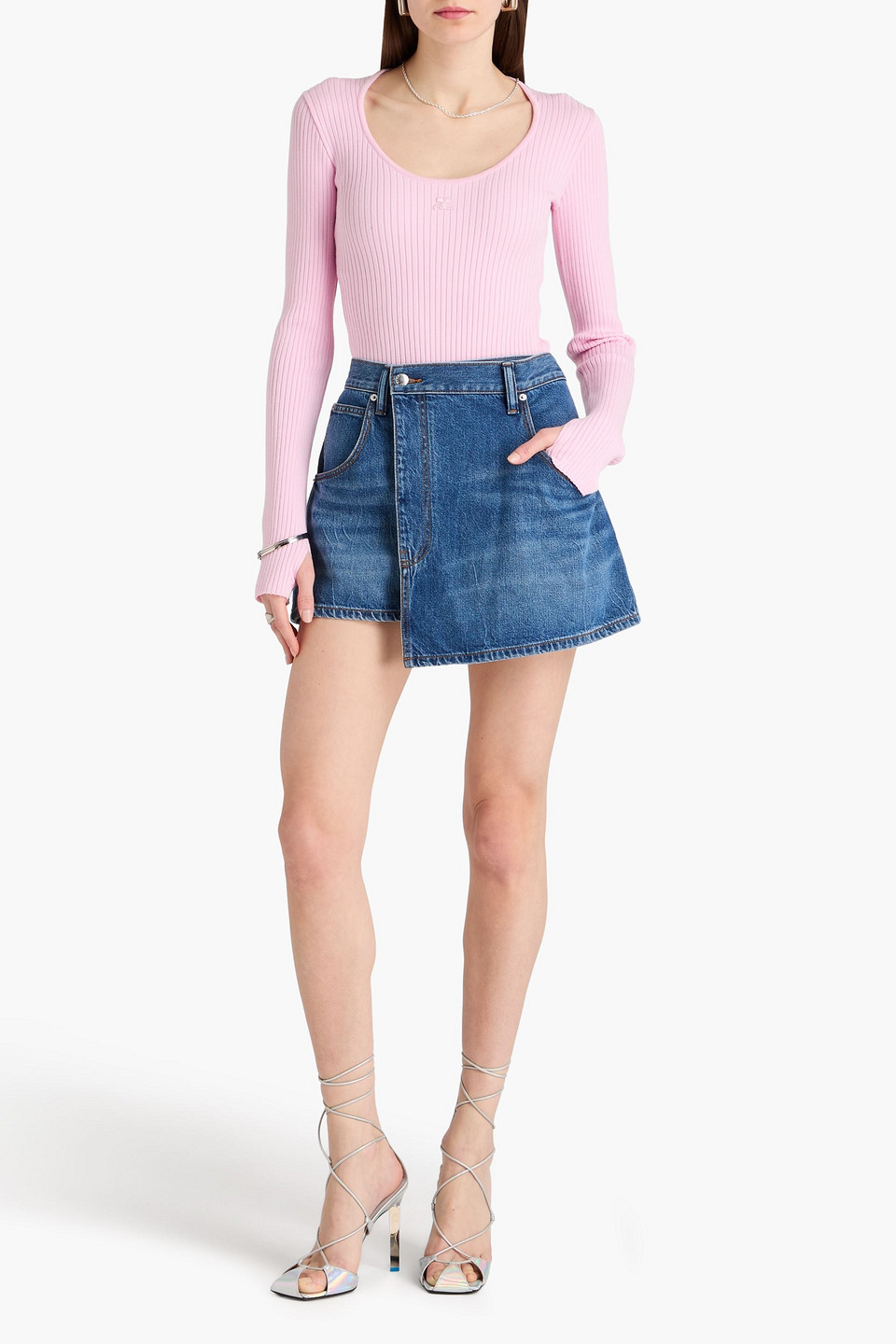  Alexander Wang - Faded Denim Mini Wrap Skirt - Blue - 32 