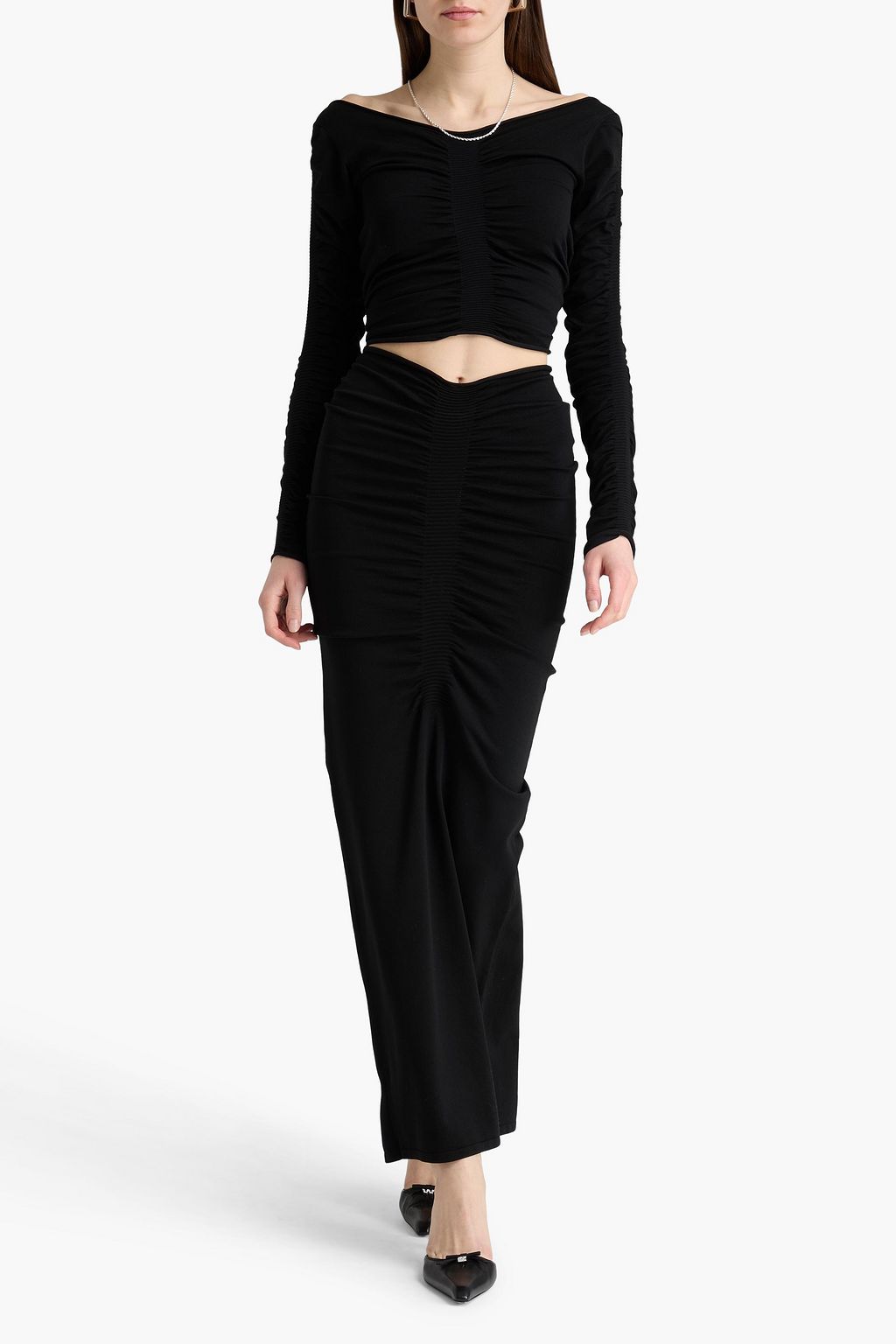 Alexander Wang トップス　ニット ALEXANDER WANG Cropped crystal-embellished stretch-knit top | THE
