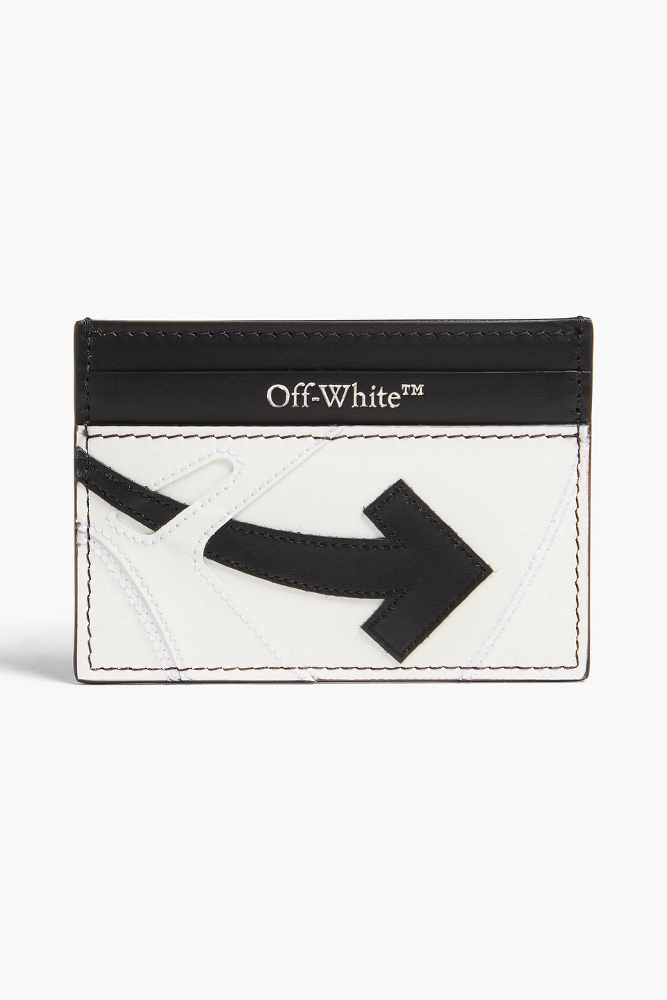Off-white Out Of Office Two-tone Leather Cardholder In Black