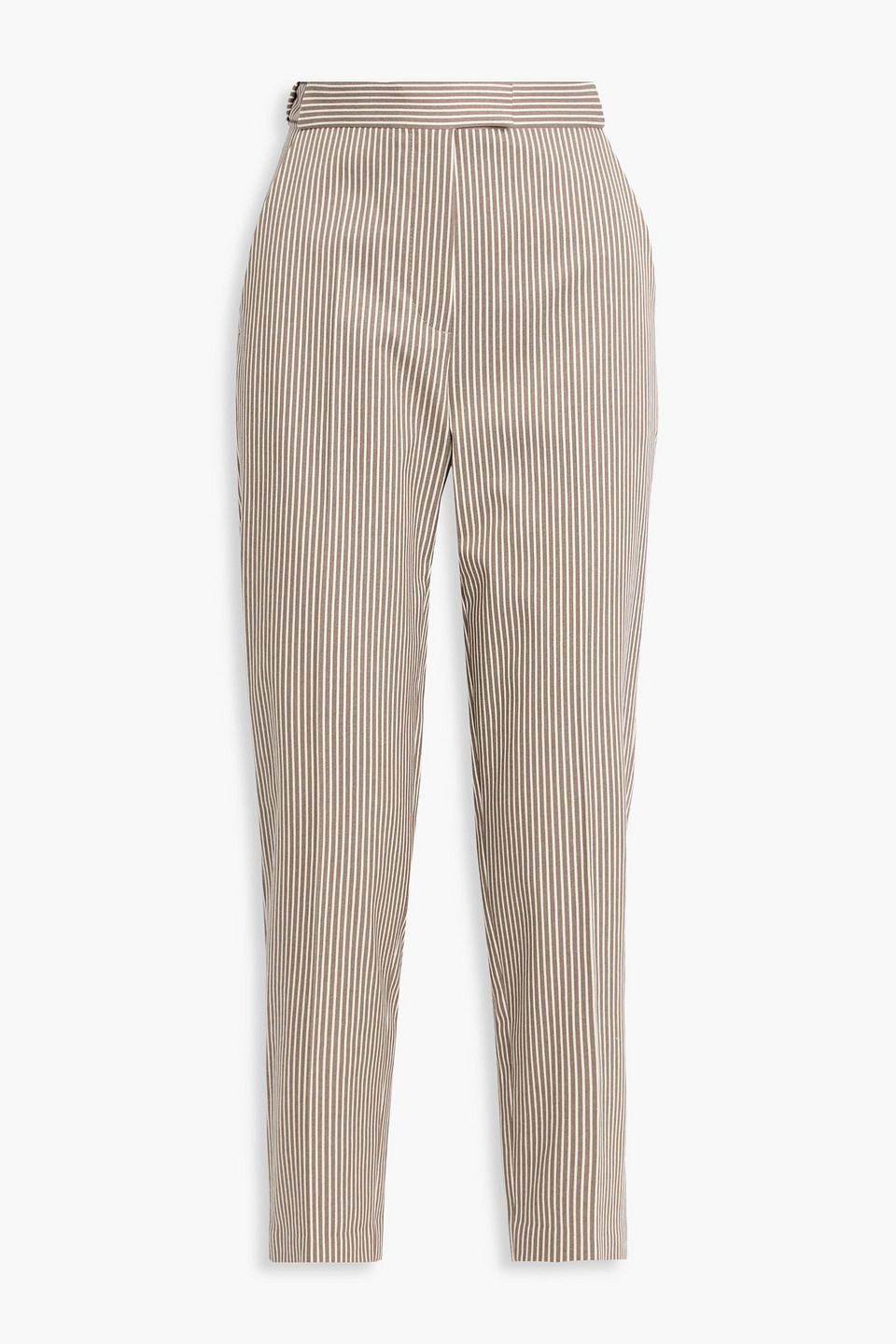 brunello cucinelli - striped cotton-blend twill straight-leg pants - brown - it 42