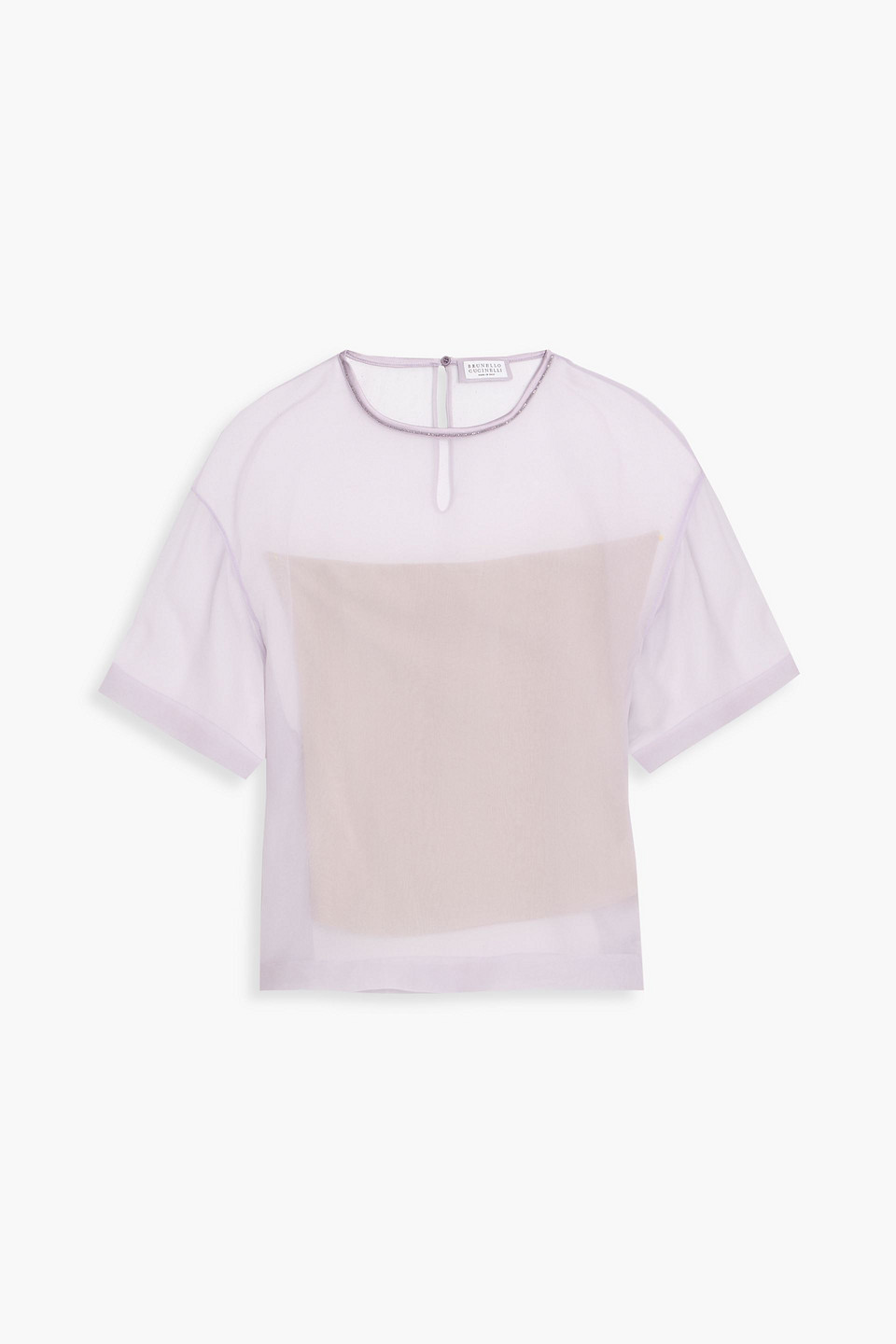 brunello cucinelli - bead-embellished silk-chiffon top - purple - m