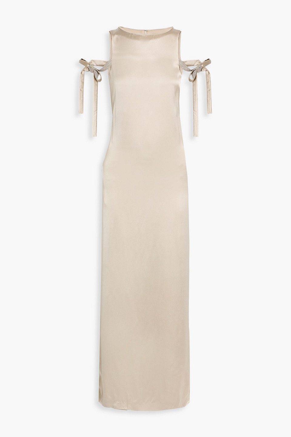 fabiana filippi - bead-embellished satin maxi dress - white - it 42