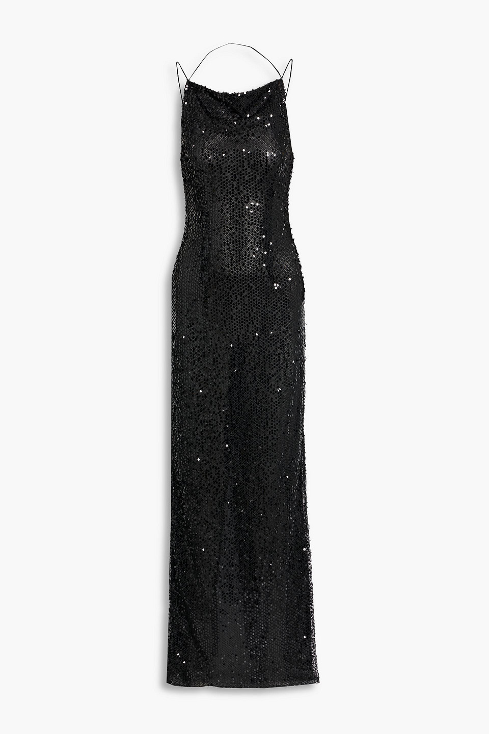 16arlington Hebe Sequined Mesh Gown In Black