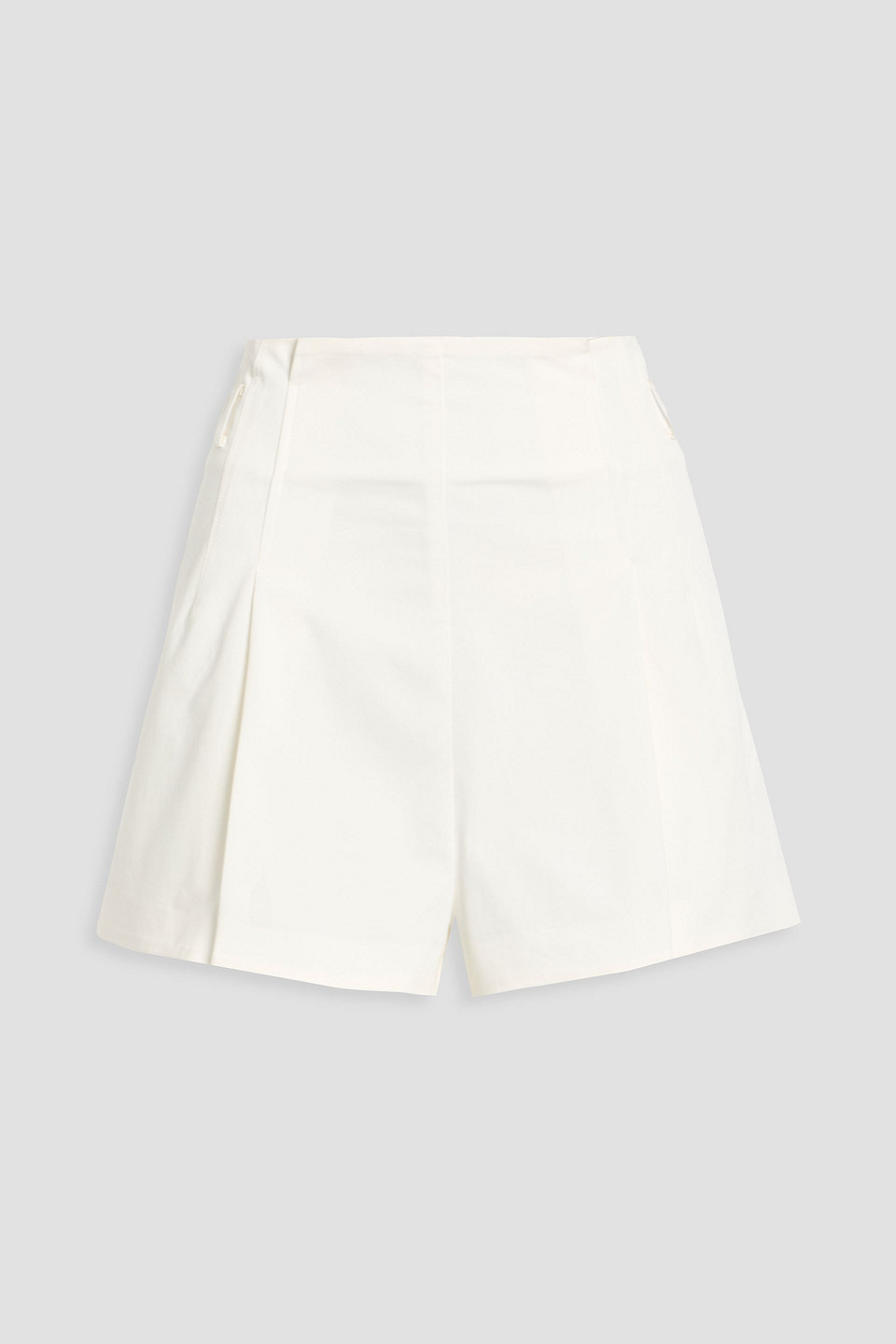St Agni Pleated Cotton-blend Poplin Shorts In White