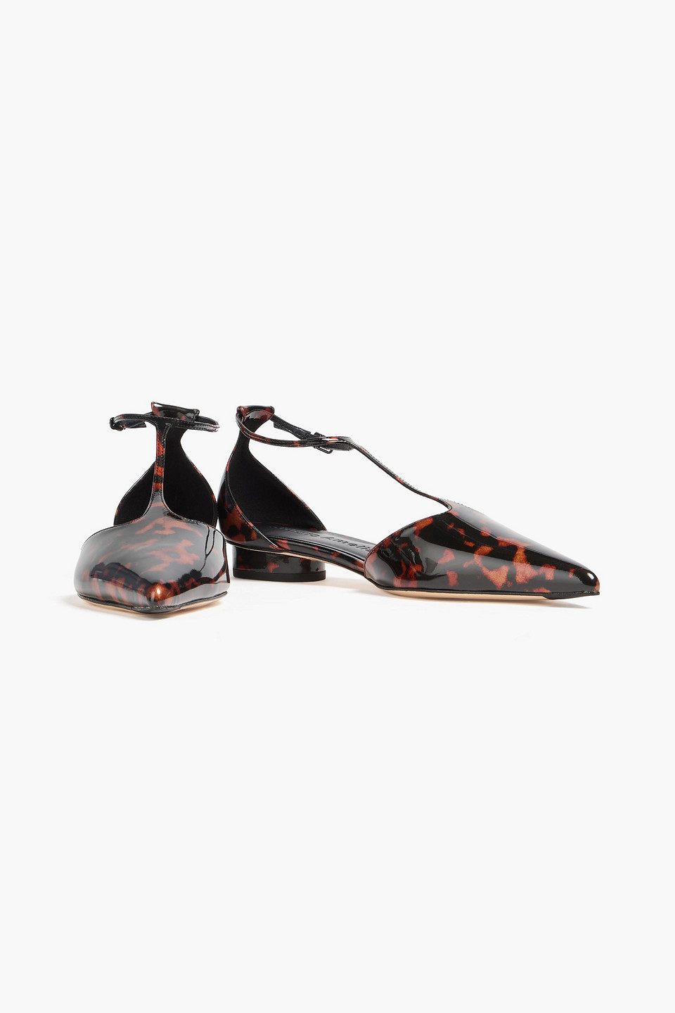 Studio Amelia - Fache Schuhe „giselle“ Aus Lackleder Mit Spitzer Kappe Und Schildpatt-print - Schwarz - Eu 40 