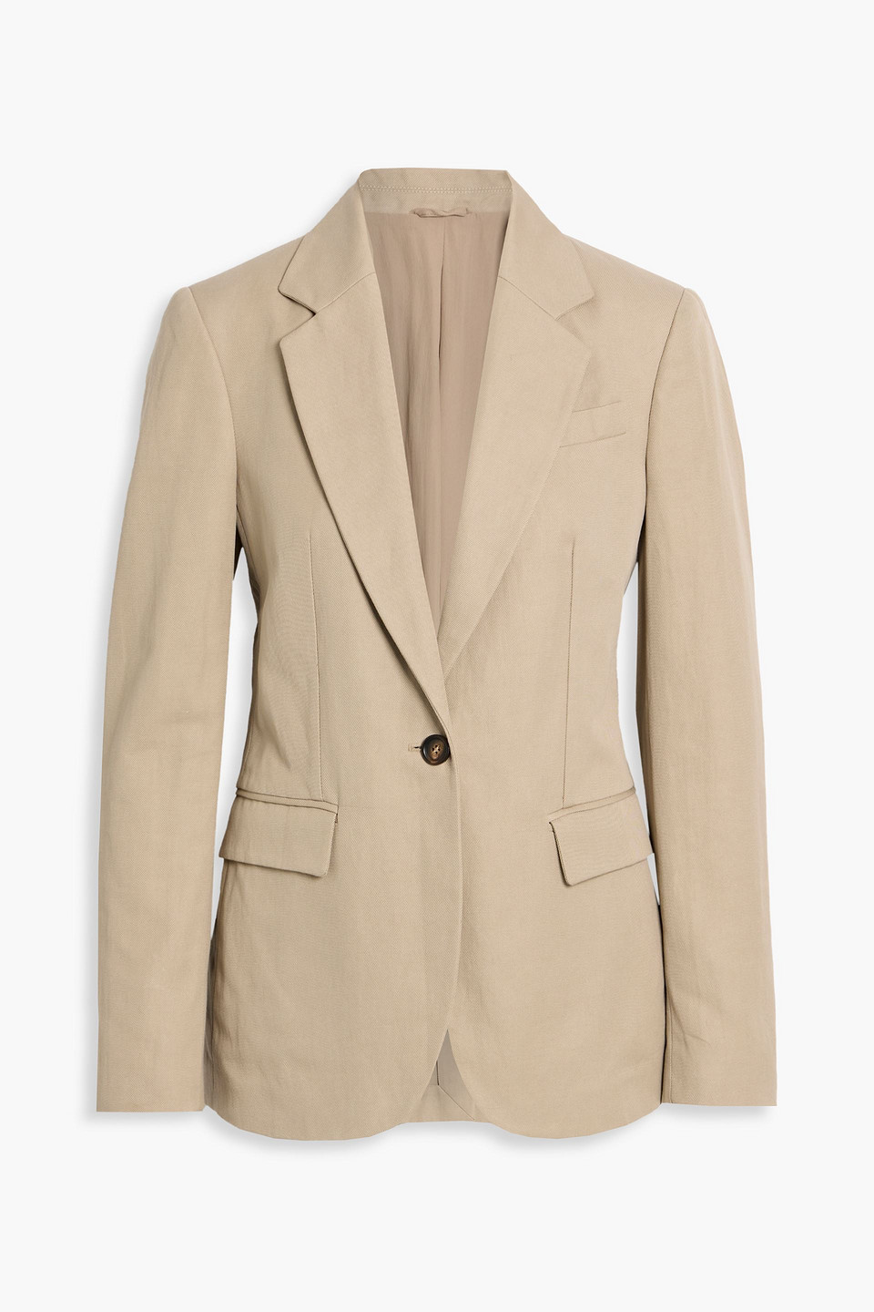 Brunello Cucinelli Cotton And Linen-blend Twill Blazer In Gold