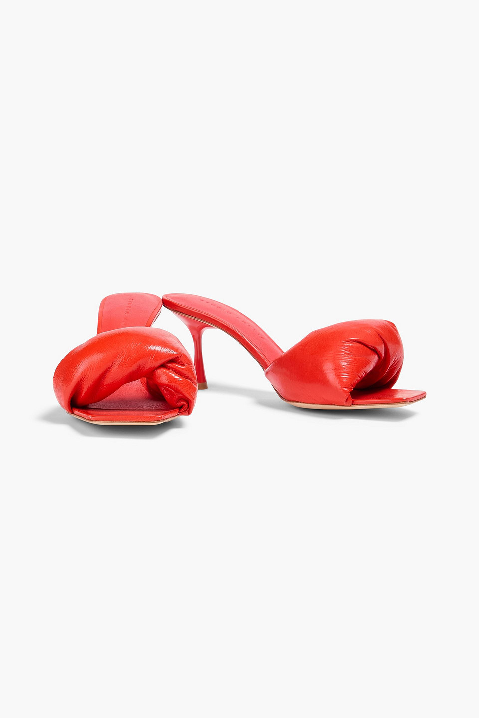  Studio Amelia - Twisted Front 70 Padded Leather Mules - Orange - Eu 35 