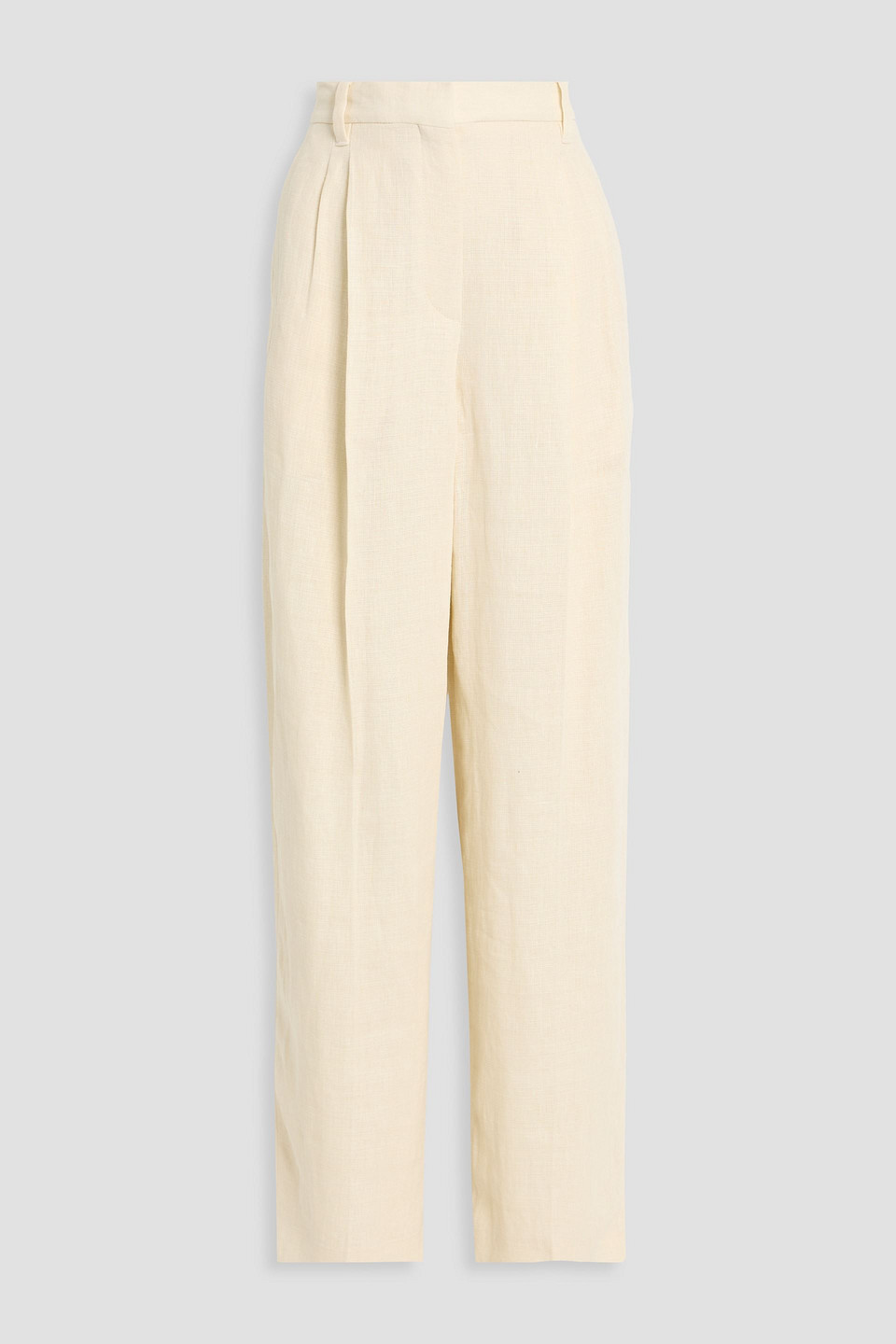 Brunello Cucinelli Pleated Linen Wide-leg Pants In White