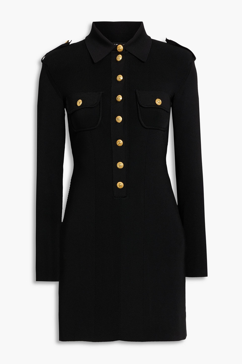 tom ford - stretch-knit mini shirt dress - black - m