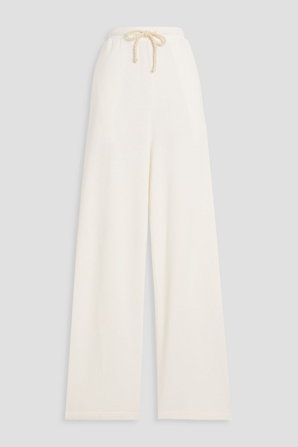 The Elder Statesman Daily Cotton And Cashmere-blend Jersey Wide-leg Pants In White