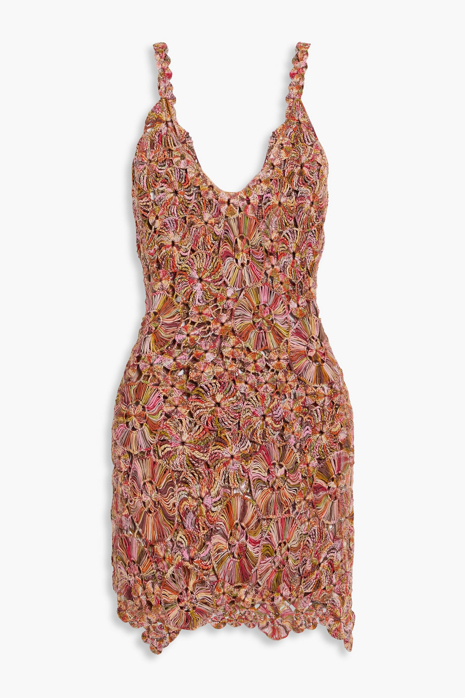 The Elder Statesman Crocheted Pima Cotton Mini Dress In Multi