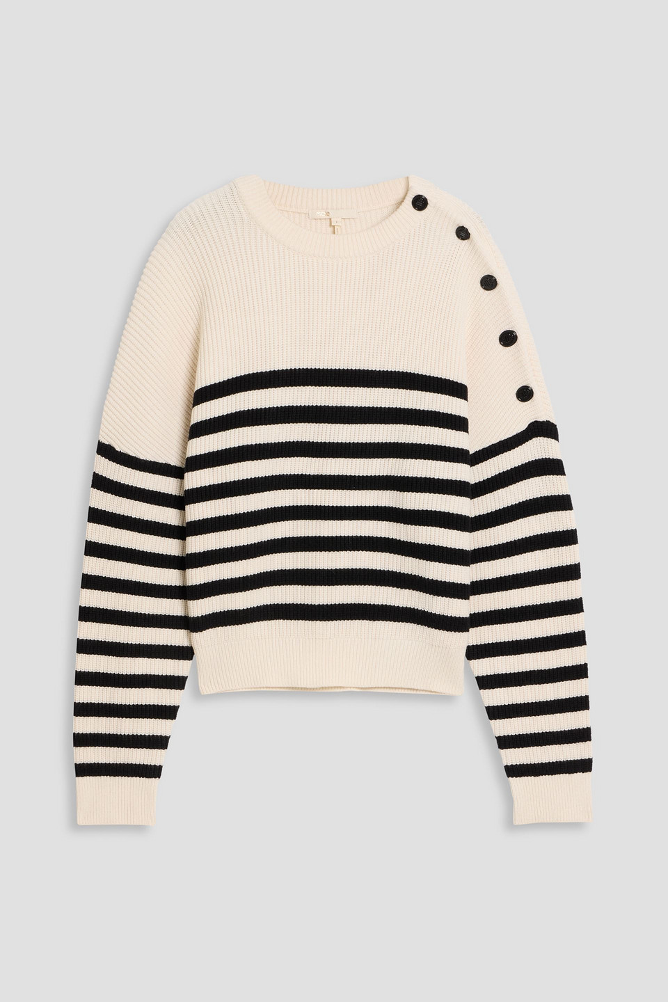 Maje Striped Jacquard-knit Sweater In Neutral