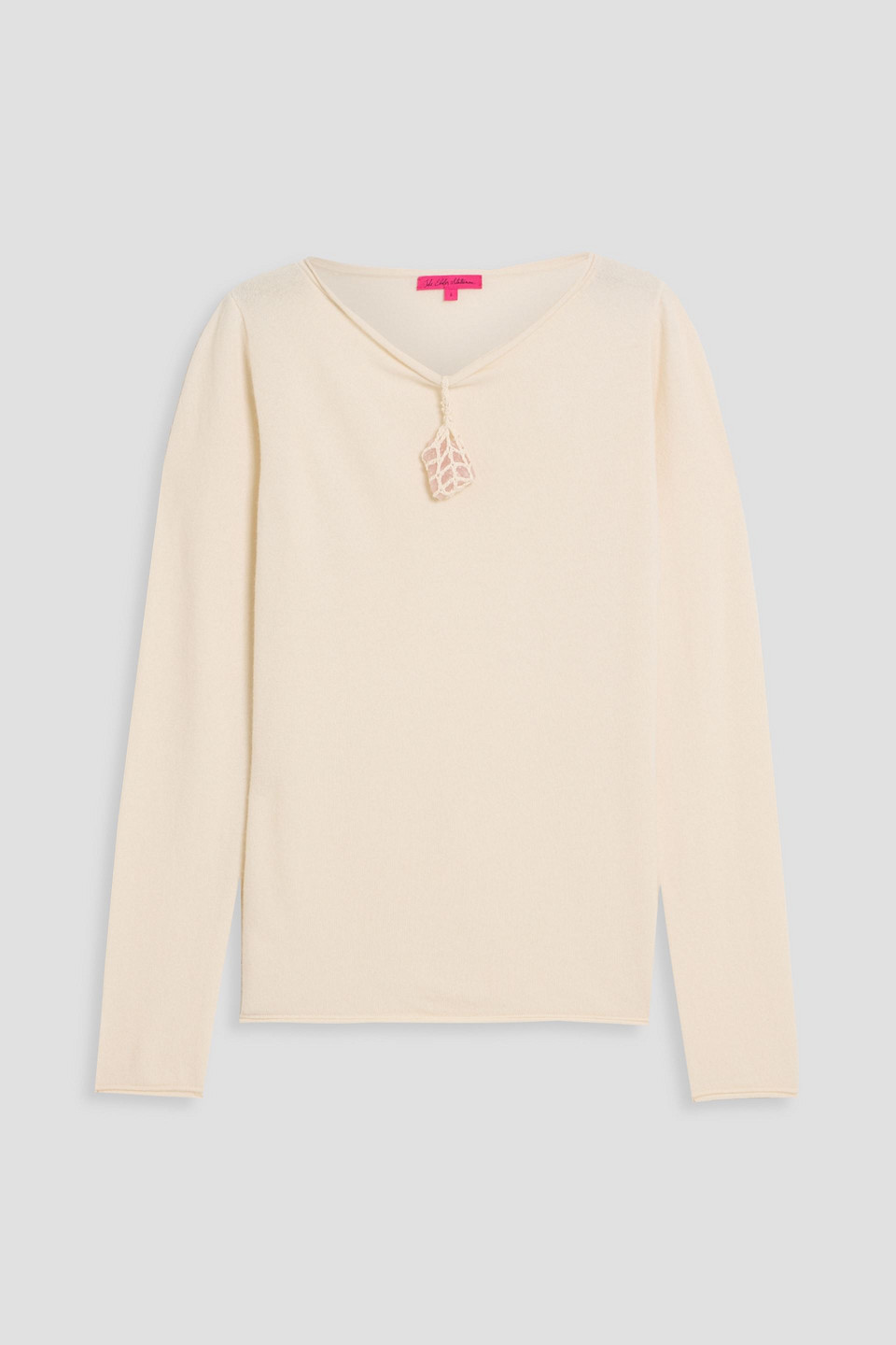 the elder statesman - embellished cashmere top - white - xs