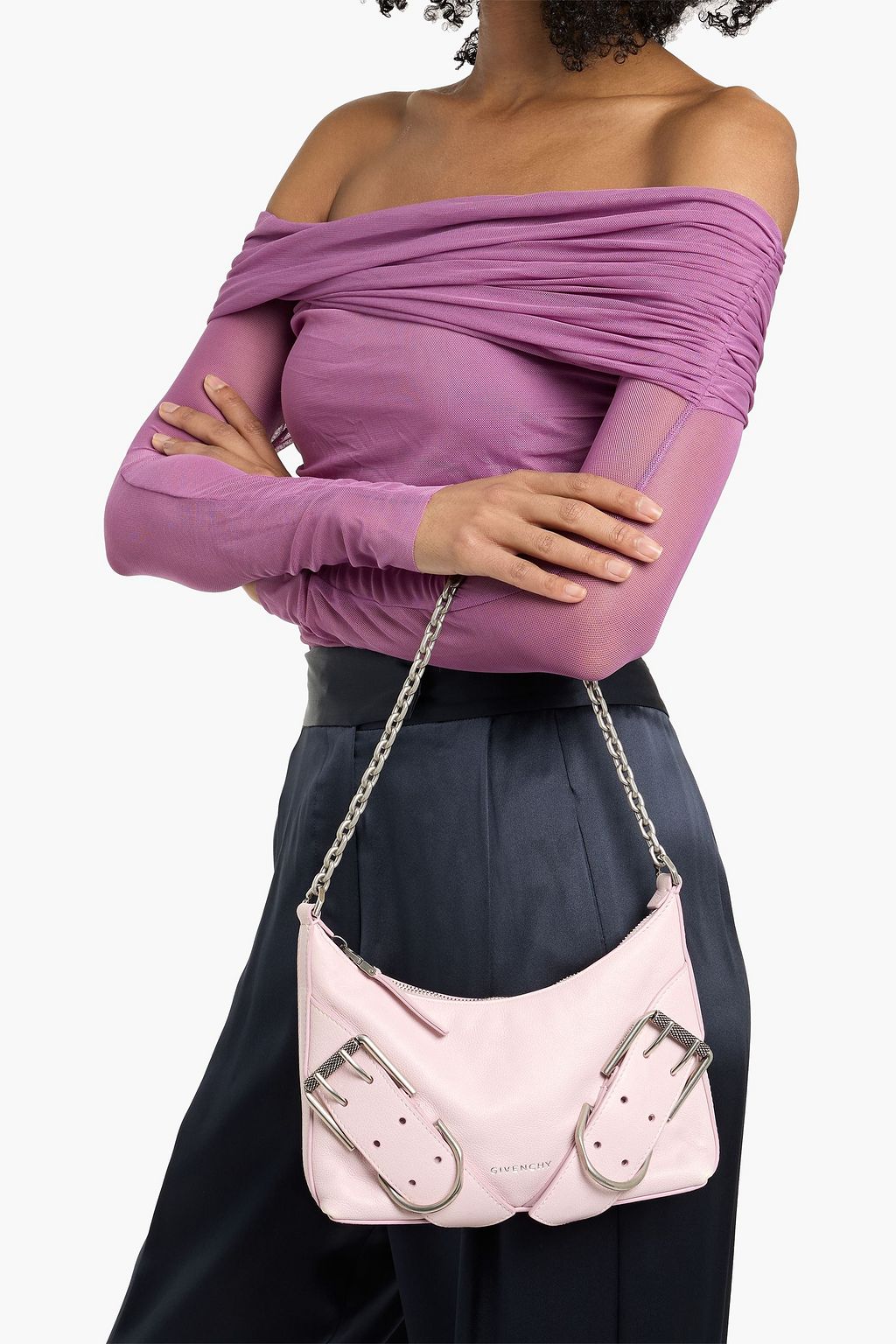 GIVENCHYレザーハンドバッグ(ペールピンク) GIVENCHY Voyou Party pebbled-leather shoulder bag | THE OUTNET