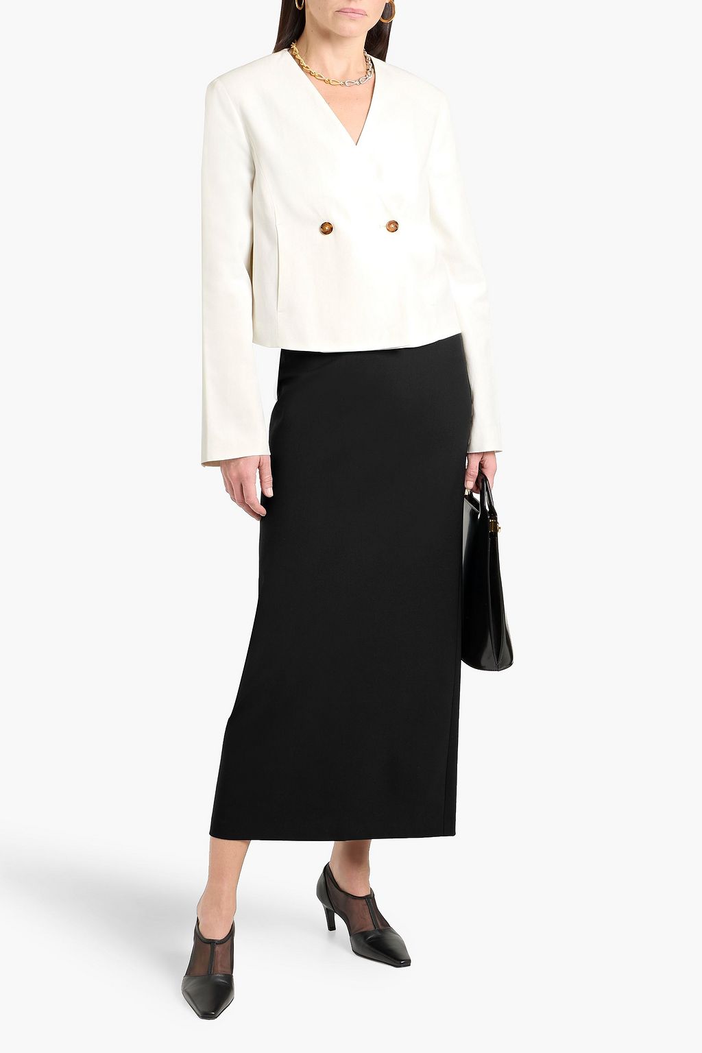 LOULOU STUDIO Samos wool-blend twill midi skirt | THE OUTNET