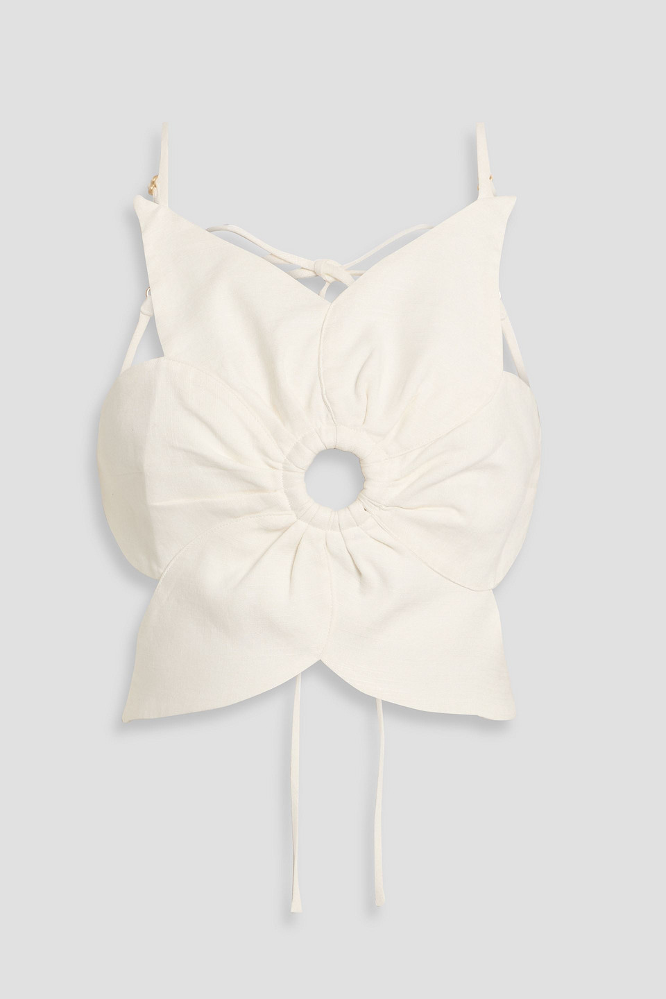 Cult Gaia Rachel Cropped Linen-blend Top In White