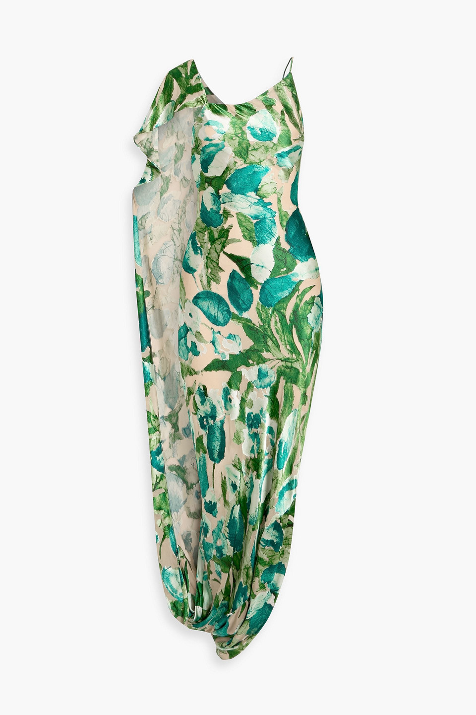 cult gaia - iker one-shoulder silk-blend devoré-chiffon maxi dress - green - xs