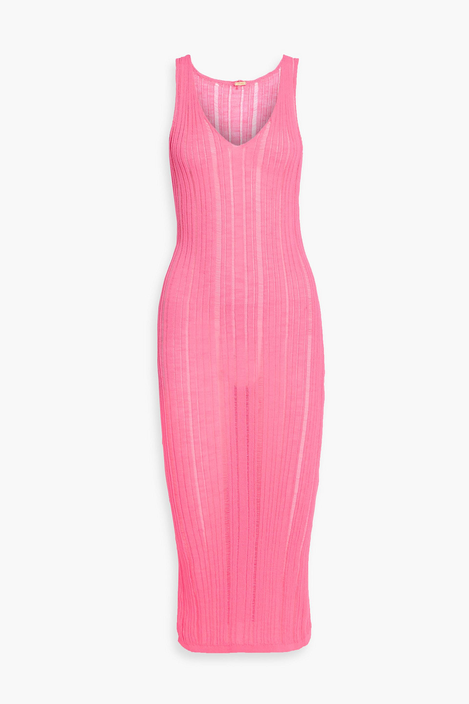 Cult Gaia Elsha Ribbed-knit Midi Dress In Pink