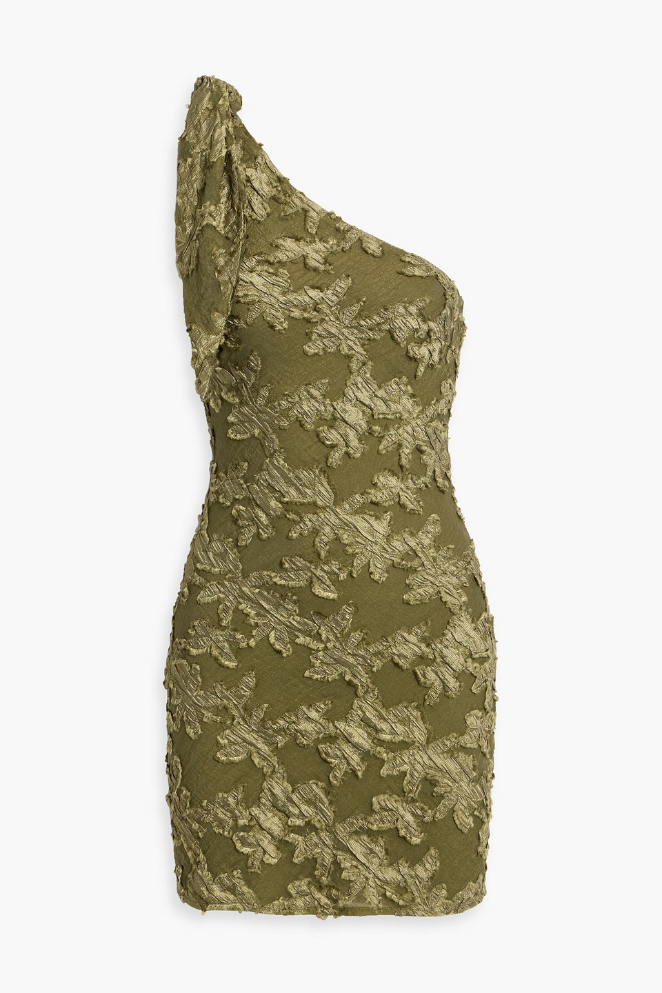 cult gaia - arlo one-shoulder fil coupé-organza mini dress - green - xxs