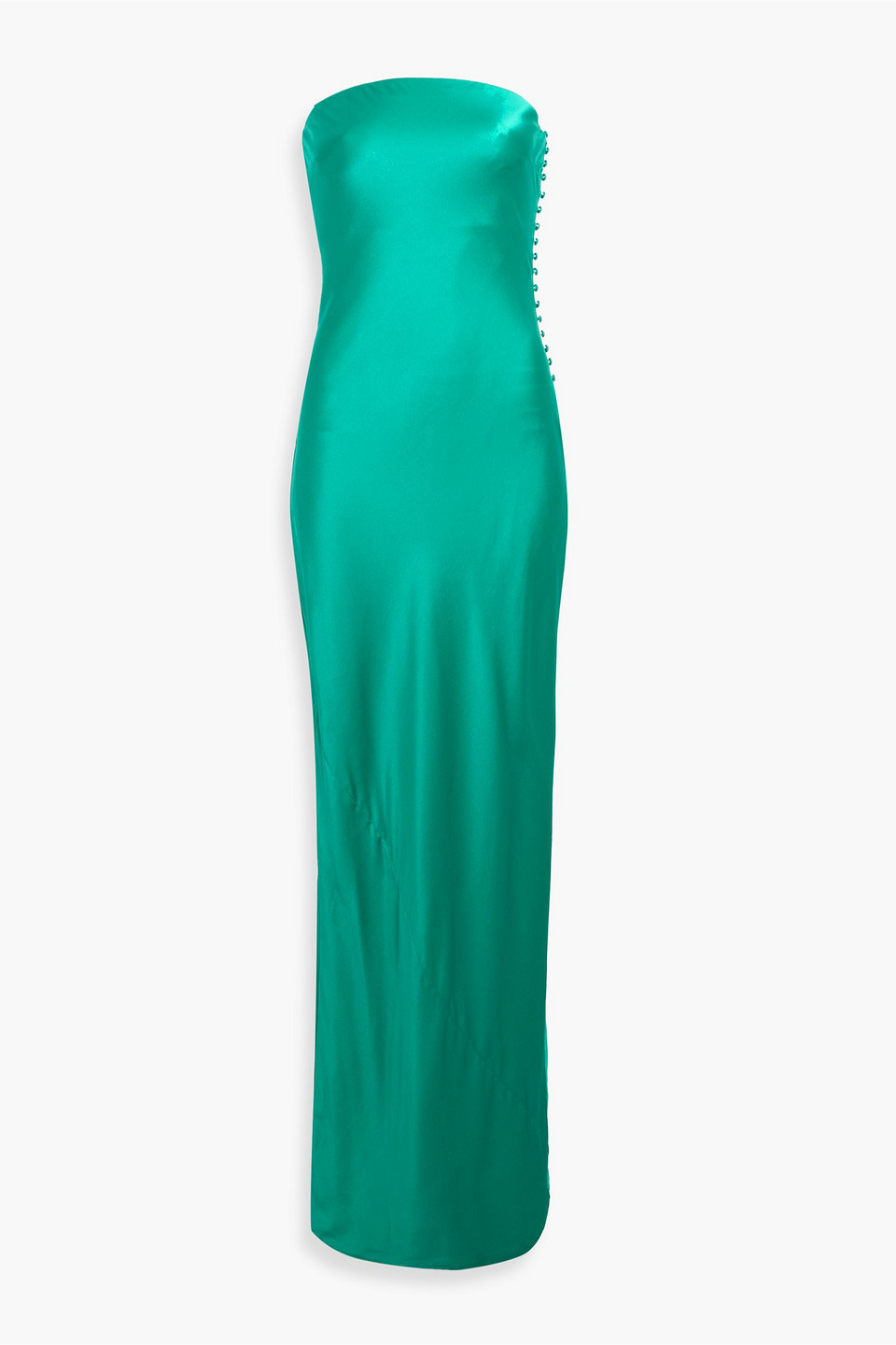 cult gaia - perla strapless silk-blend satin maxi dress - green - us 4