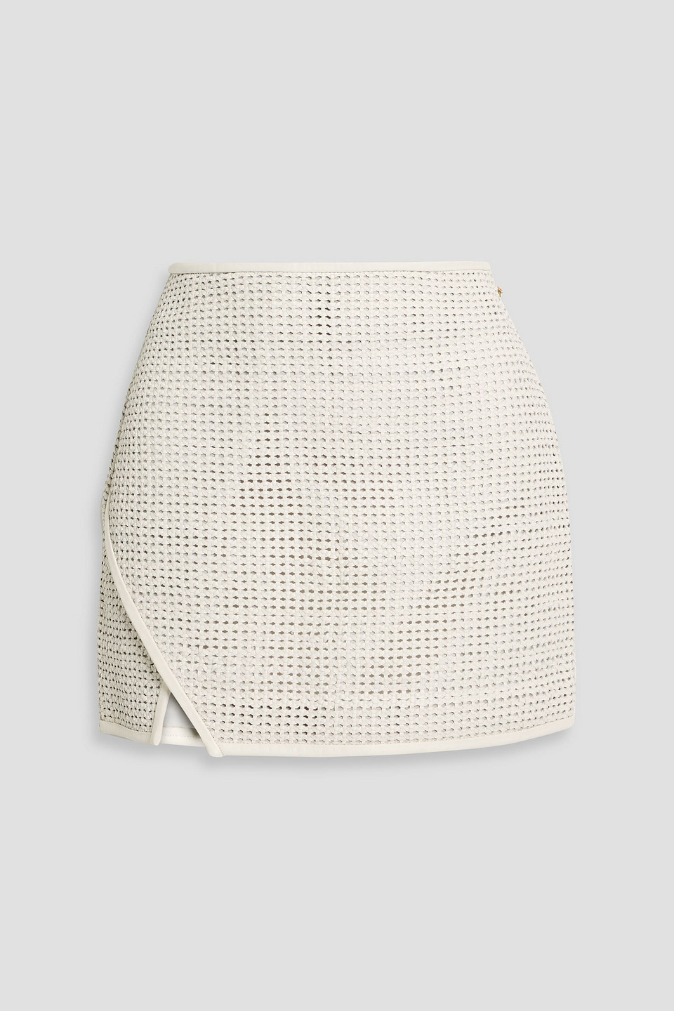 cult gaia - averie wrap-effect woven leather mini skirt - white - us 2