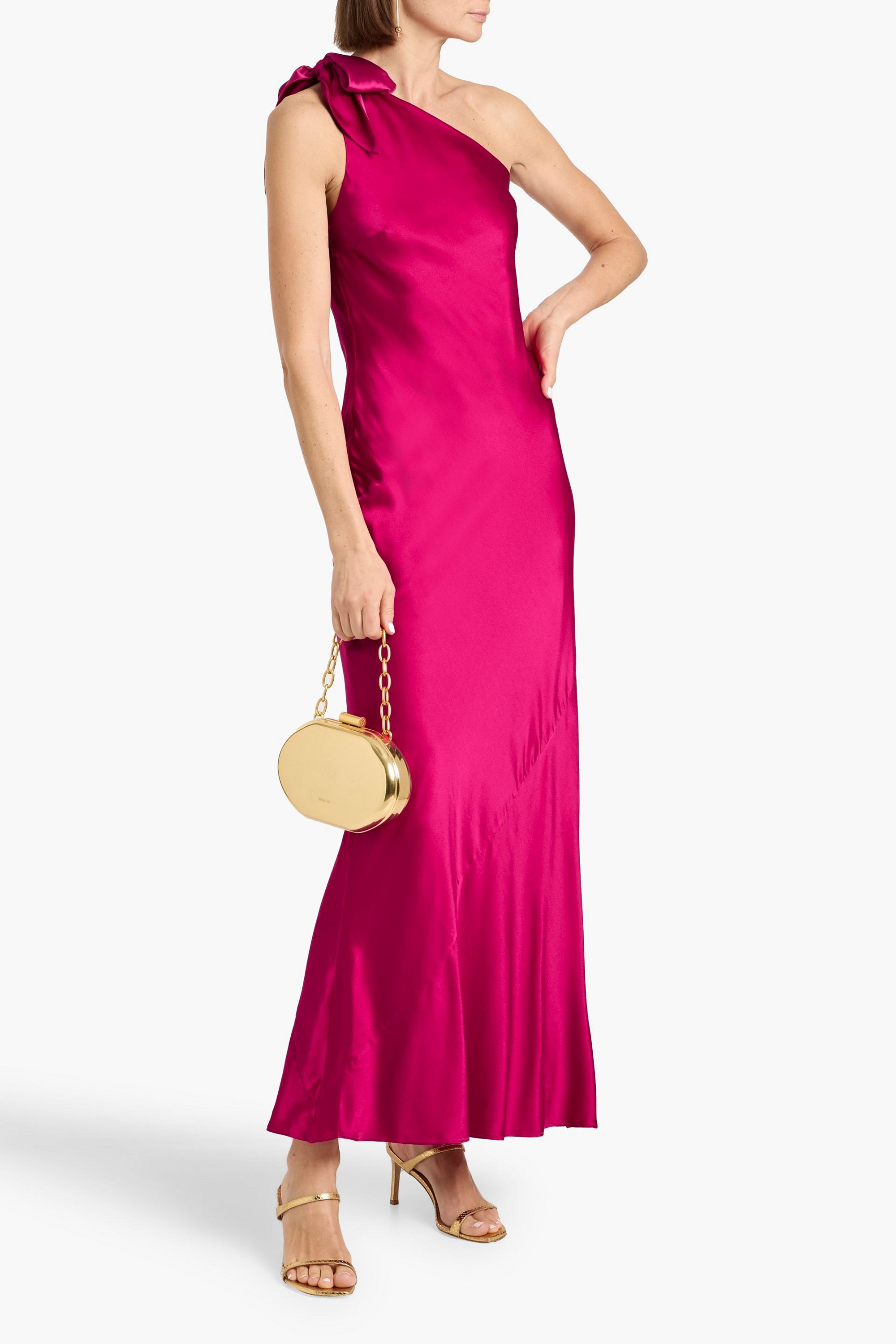 Cult Gaia Kamila one-shoulder silk-blend satin maxi dress