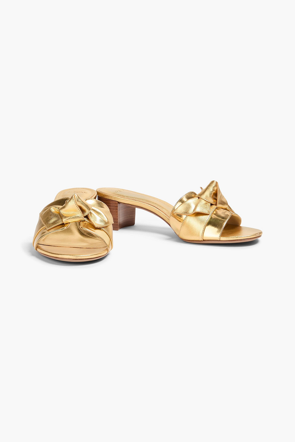  Alexandre Birman - Mules „clarita“ Aus Verspiegeltem Metallic-leder Mit Knotendetail - Metallic - Eu 37 