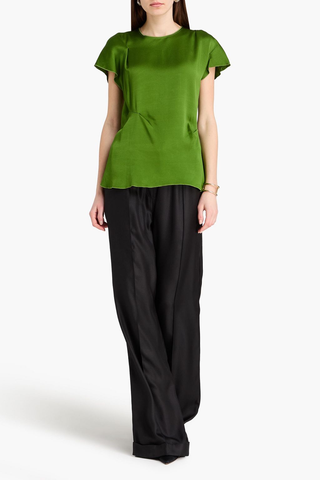 VICTORIA BECKHAM ストレッチ 半袖 トップス VICTORIA BECKHAM Crepe de chine top | THE OUTNET