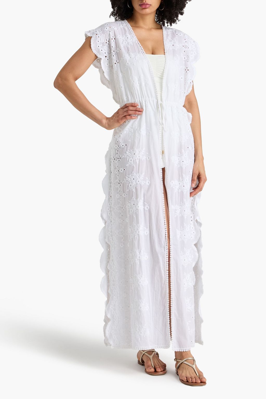 MELISSA ODABASH Audrey embroidered cotton and linen-blend midi dress | THE  OUTNET