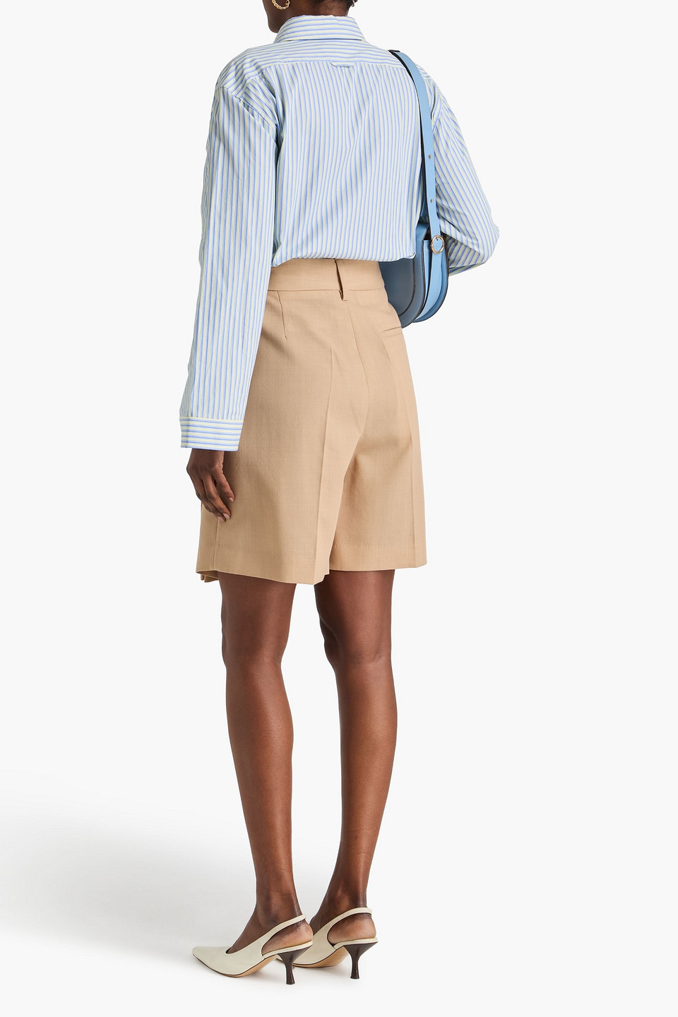  Victoria Beckham - Layered Wool-blend Shorts - Neutral - Uk 8 