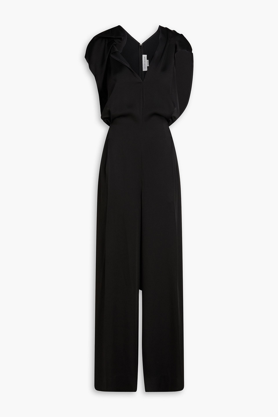 Victoria Beckham Satin-crepe Wide-leg Jumpsuit In Black