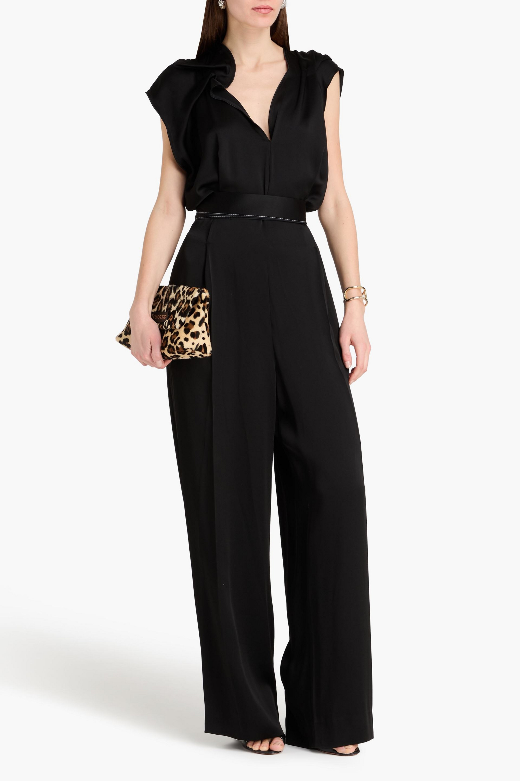 Victoria Beckham Satin-crepe wide-leg jumpsuit