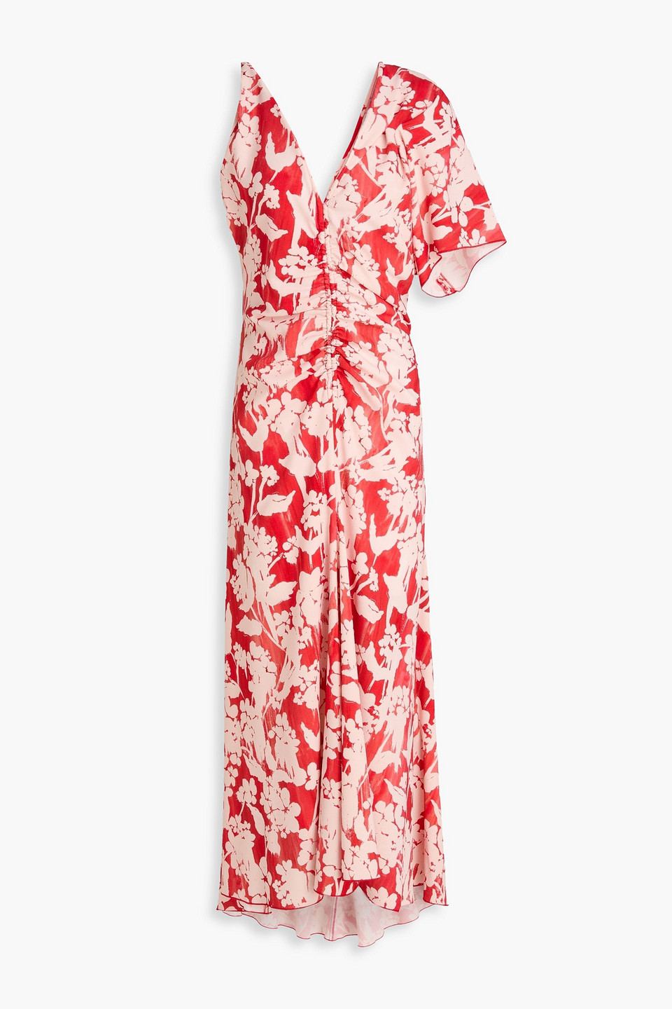 victoria beckham - floral-print stretch-crepe maxi dress - red - uk 4
