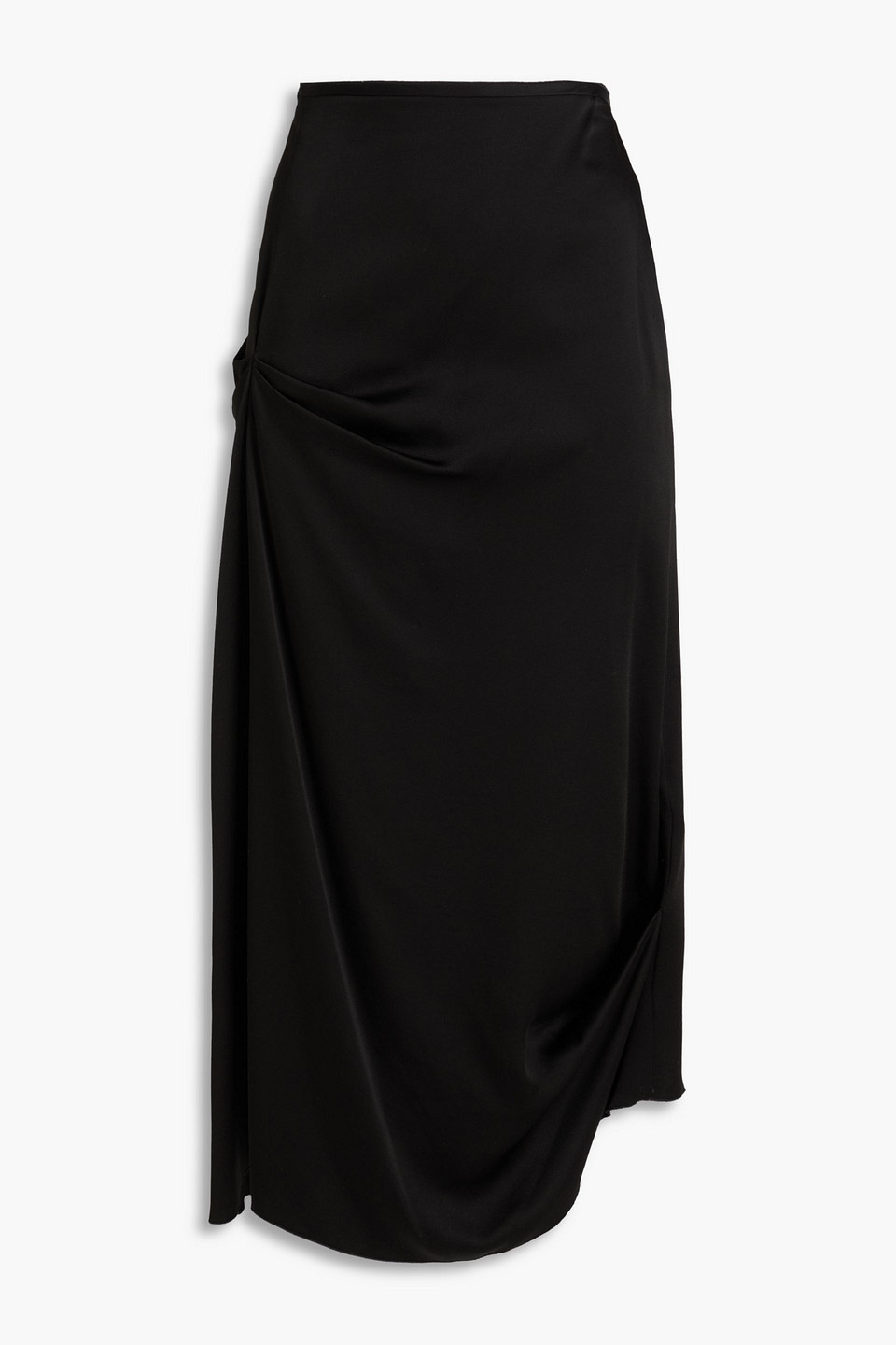 victoria beckham - draped satin-crepe midi skirt - black - uk 8