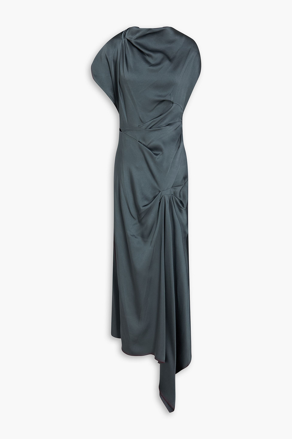 victoria beckham - asymmetric satin-crepe maxi dress - gray - uk 6