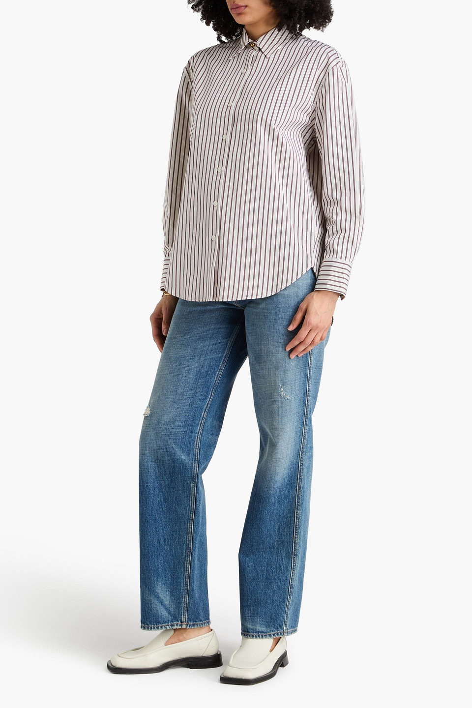  Rag & Bone - Jessica Striped Cotton-poplin Shirt - Burgundy - Xxs 