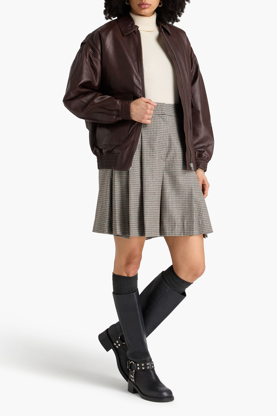 Rag & Bone - Ronnie Leather Jacket - Brown - S 