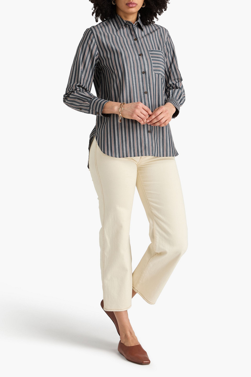  Rag & Bone - Max Striped Cotton Shirt - Blue - Xxs 