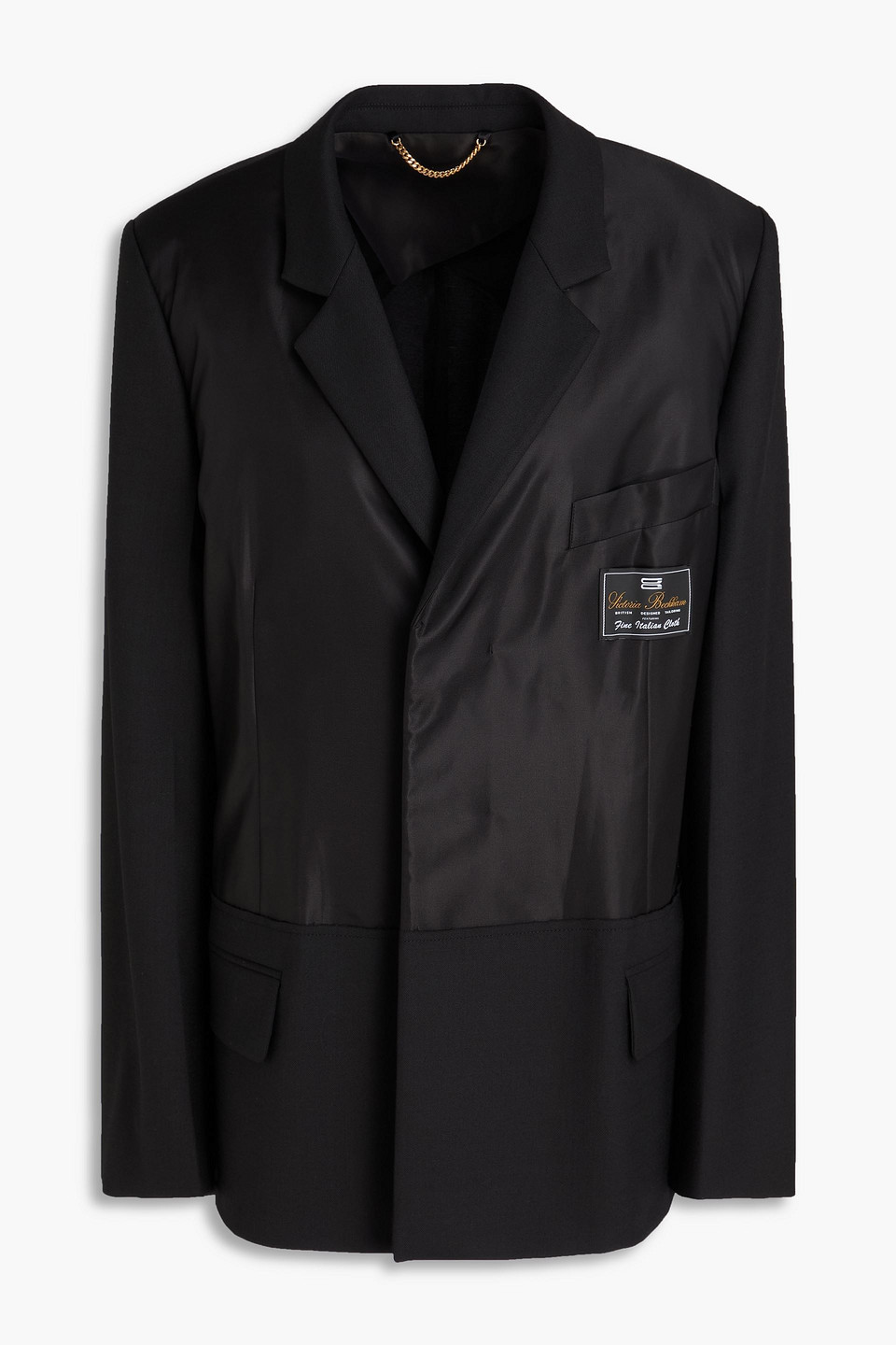 victoria beckham - appliquéd satin and twill blazer - black - uk 4