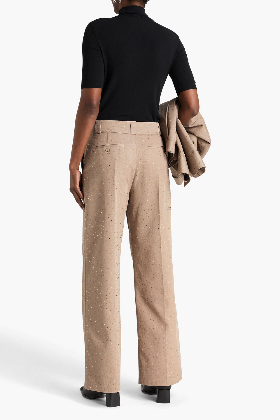  Alexander Wang - Hose Aus Twill Aus Einer Baumwollmischung Mit Weitem Bein Und Kristallverzierung - Neutral - Us 0 