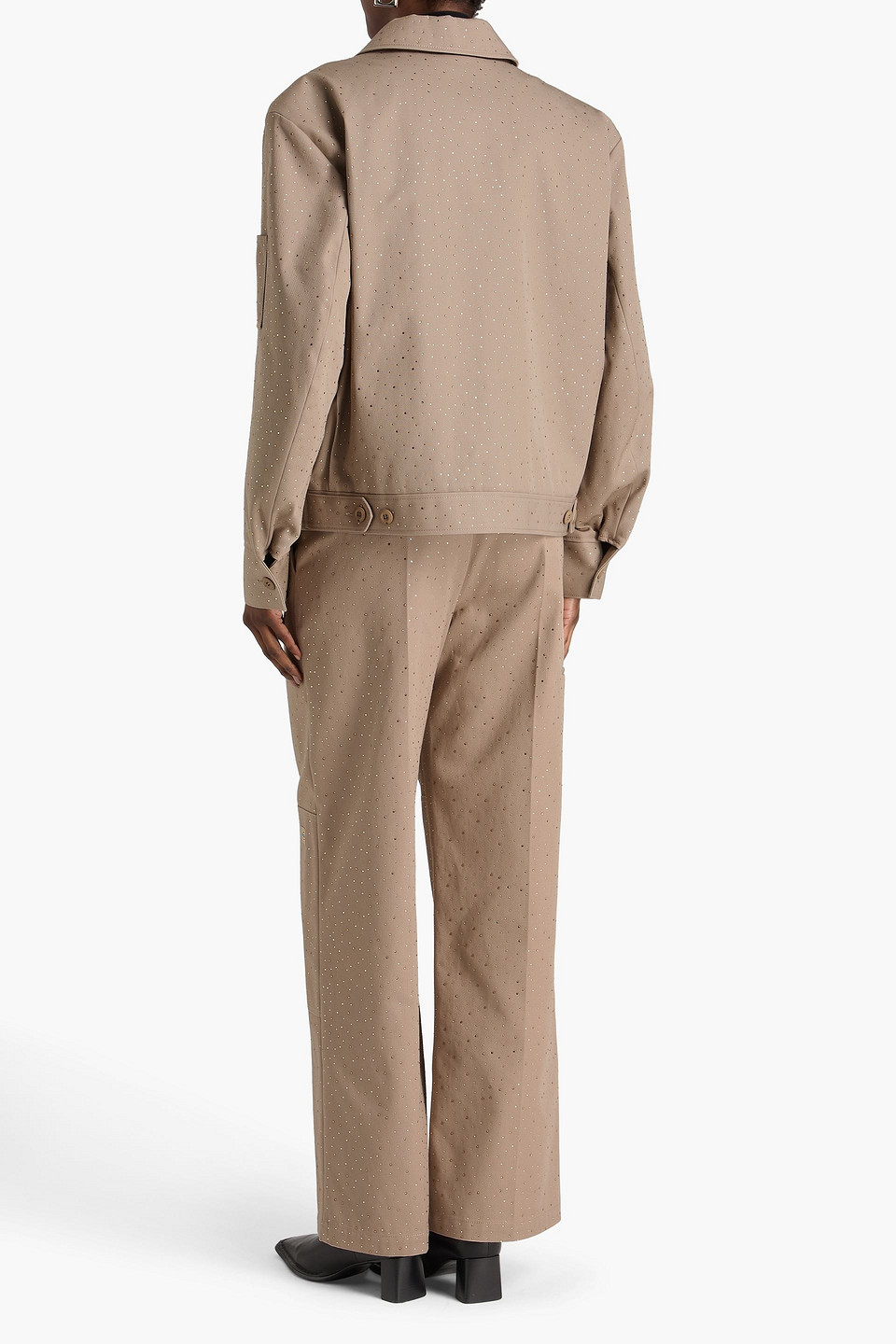  Alexander Wang - Crystal-embellished Cotton-blend Twill Jacket - Neutral - Xxs 