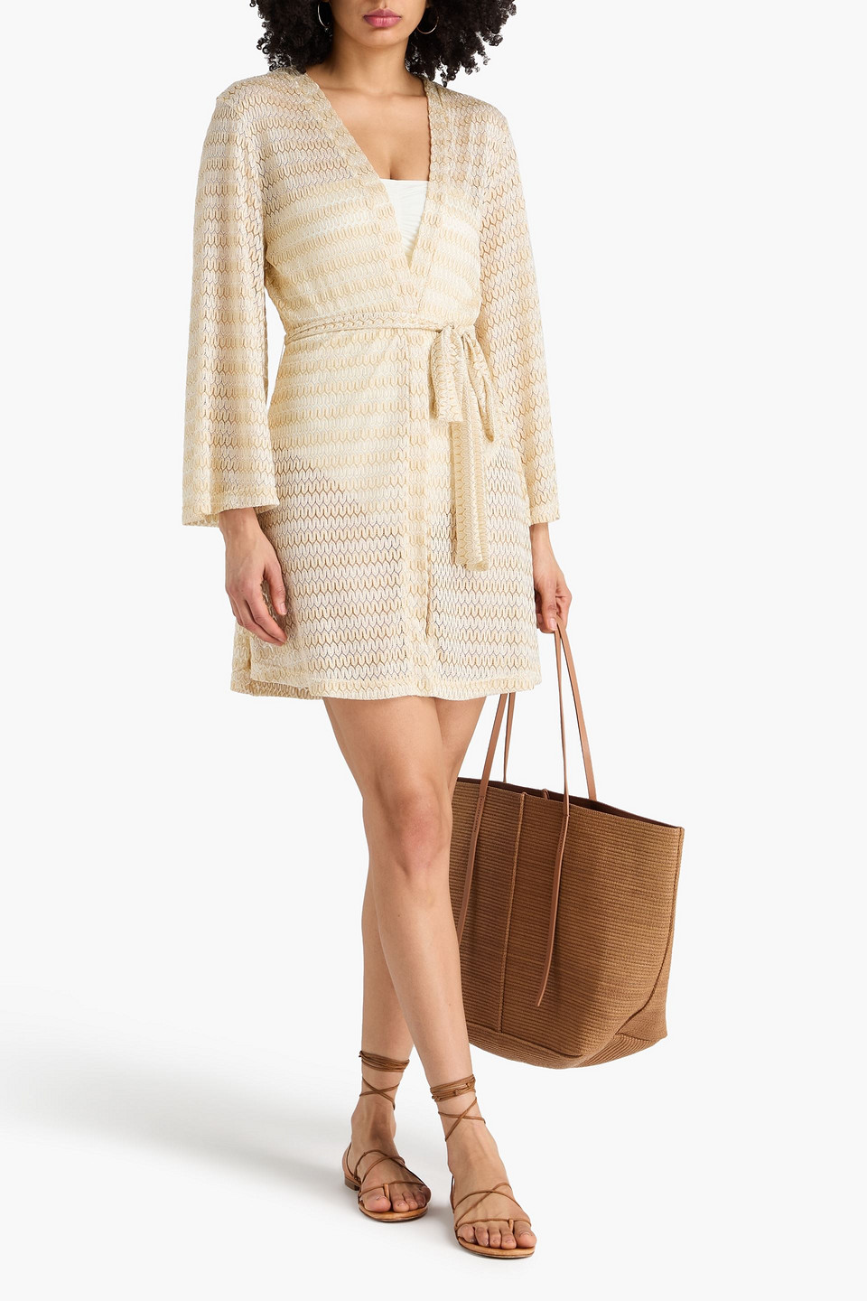  Melissa Odabash - Kaftan „anna“ Metallic- Und Häkeloptik - Metallic - L 